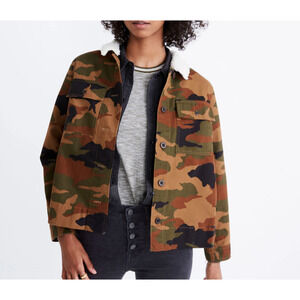 Madewell Northward Cropped Army Jacket Cottontail Camo: Sherpa Edition Size XS